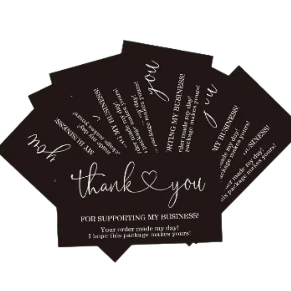 Black Thank You Cards Pack Of 40